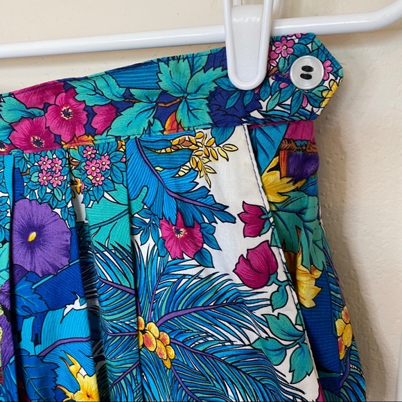 VINTAGE Jos A Bank tropical bird pleat midi skirt - Picture 8 of 13